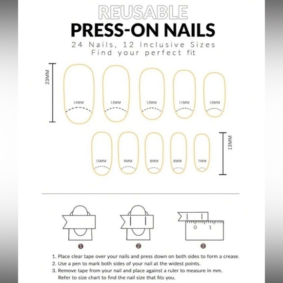 Almond Shaped ManicurePress on Nails Coffee-Color Striped Tips, Glue & Nail File - Picture 4 of 7